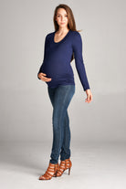 Ruched Long Sleeve Maternity & Nursing Top in Navy