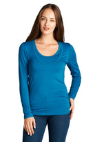 Ruched Long Sleeve Maternity & Nursing Top in Teal