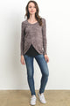 Dusty Rose/Black Tulip Hem Long Sleeve Maternity & Nursing Top