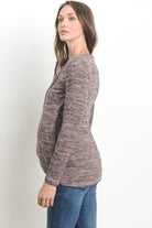 Dusty Rose/Black Tulip Hem Long Sleeve Maternity & Nursing Top