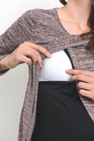 Dusty Rose/Black Tulip Hem Long Sleeve Maternity & Nursing Top
