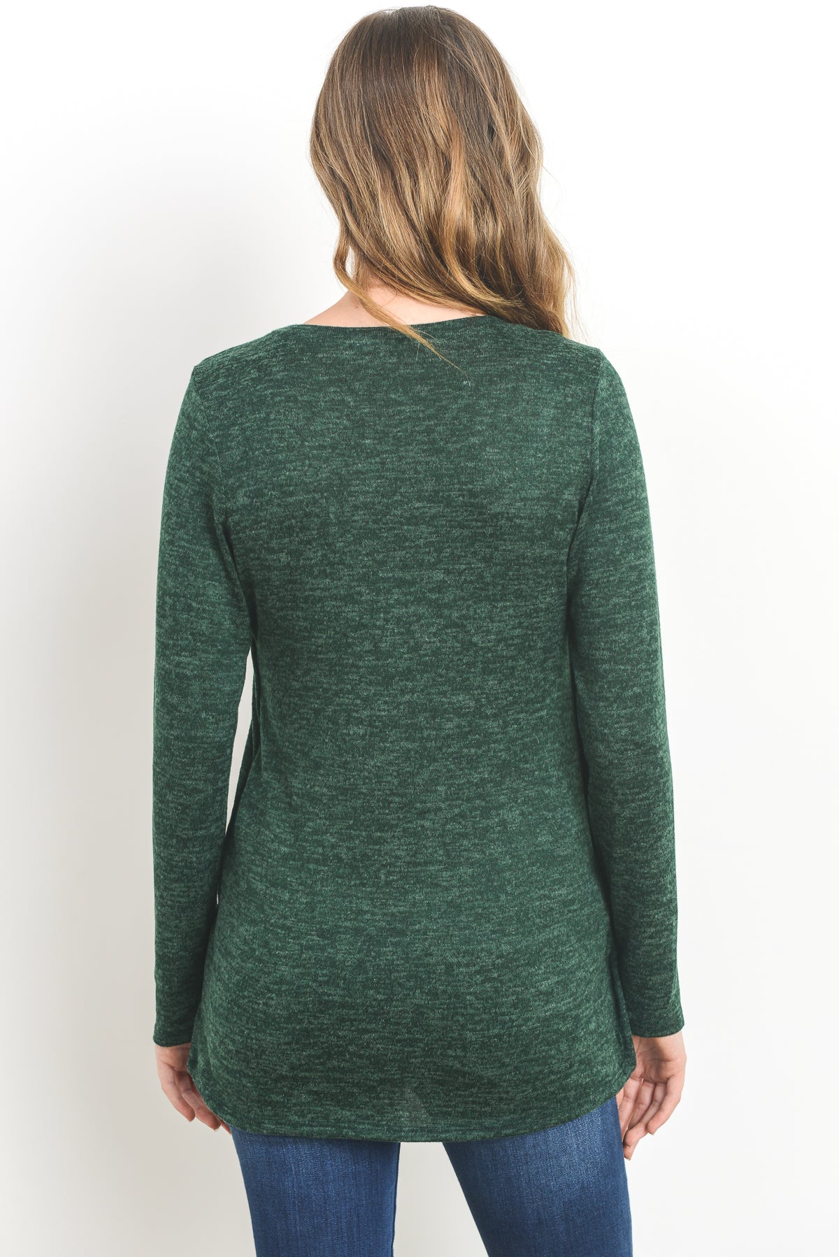Green/Grey Tulip Hem Long Sleeve Maternity & Nursing Top