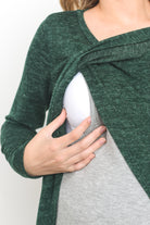 Green/Grey Tulip Hem Long Sleeve Maternity & Nursing Top