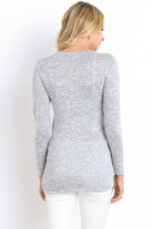 Heather Grey/Black Tulip Hem Long Sleeve Maternity & Nursing Top