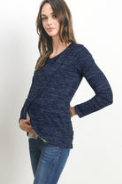 Navy/Grey Tulip Hem Long Sleeve Maternity & Nursing Top