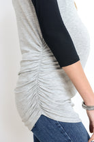 Grey/Black Baseball Crew Neck Raglan Maternity Tee