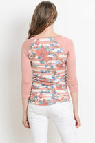 Blush Floral Raglan Maternity Tee, Striped