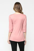 Mauve Front Pleat Round Neck Maternity Top