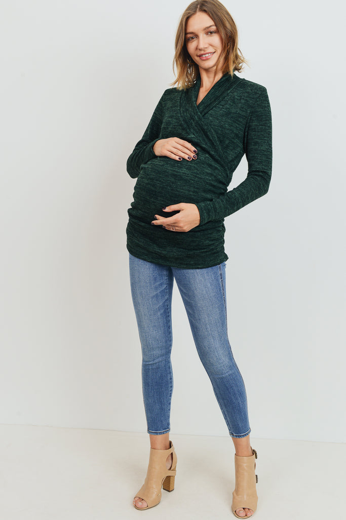 Green Tunic Sweater Maternity Top