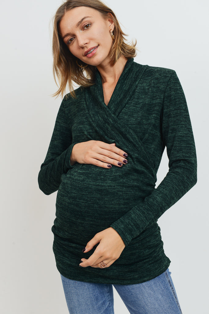 Green Tunic Sweater Maternity Top