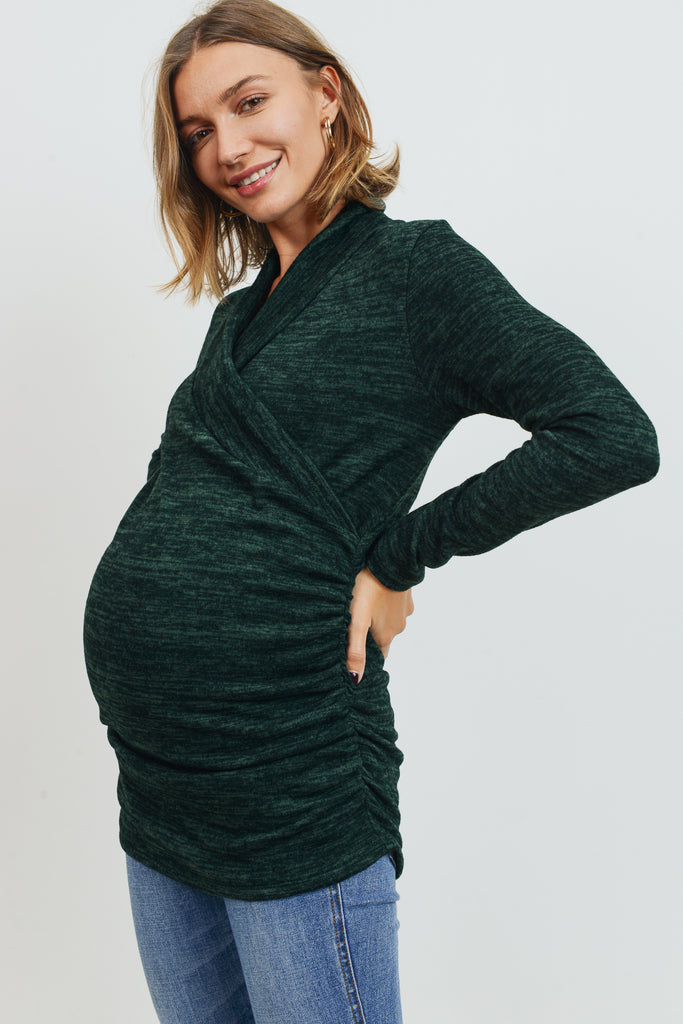 Green Tunic Sweater Maternity Top