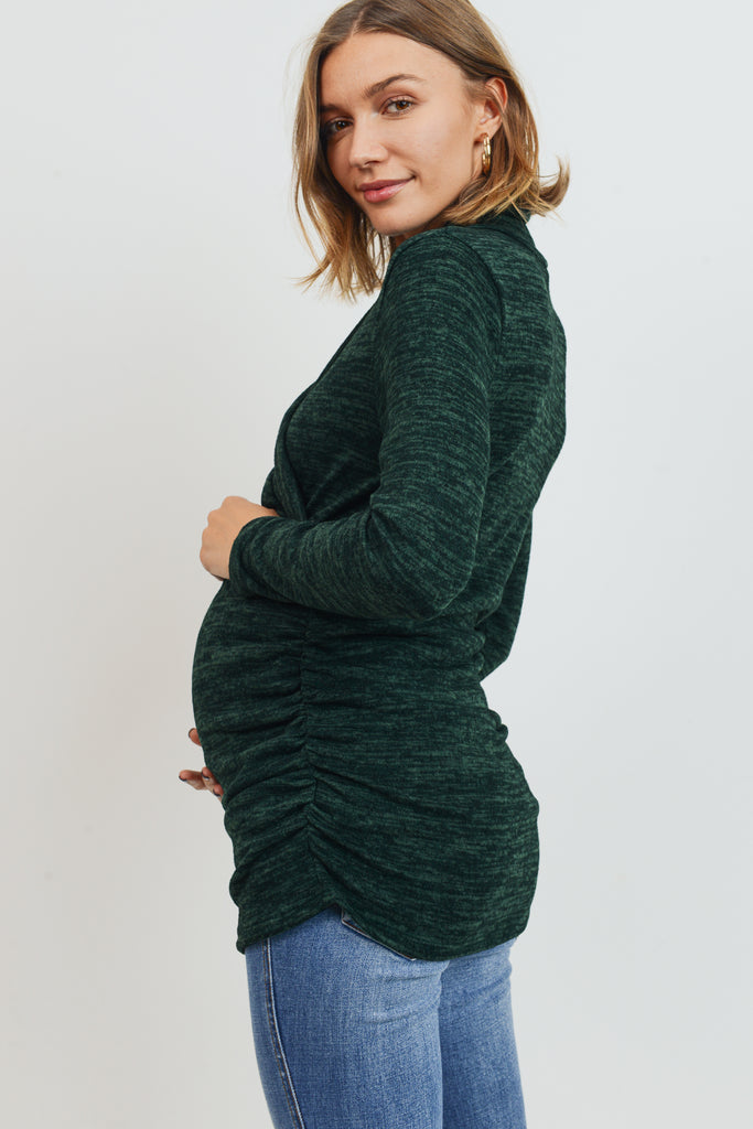 Green Tunic Sweater Maternity Top