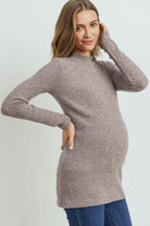 Light Pink Rib Knit Mock Neck Maternity Top