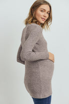 Light Pink Rib Knit Mock Neck Maternity Top