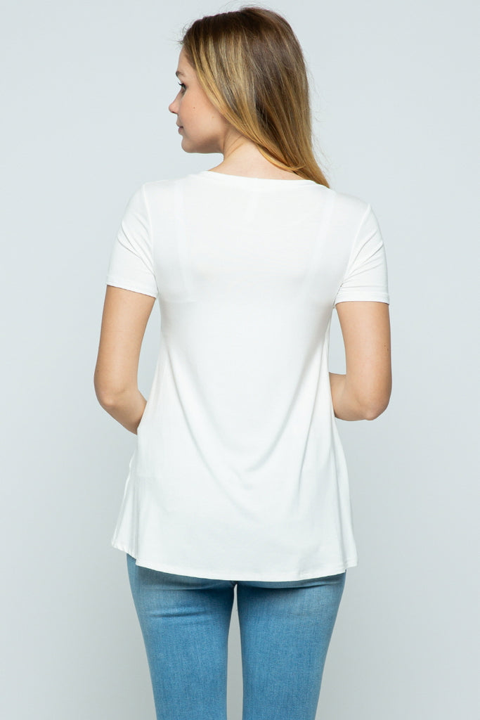 Ivory Short Sleeve Asymmetrical Wrap Nursing Top