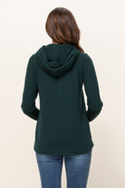 Green Heavy Terry(Inside Brushed) Half Zip Maternity Hoodie