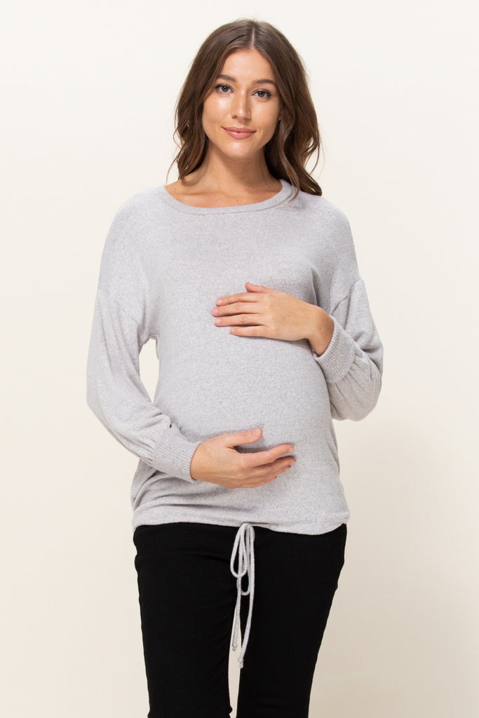 Heather Grey Rayon Rich Hacci Brushed Maternity Tunic