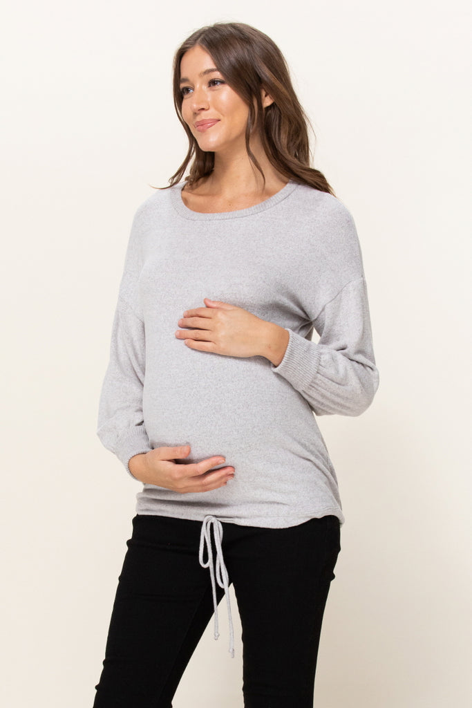 Heather Grey Rayon Rich Hacci Brushed Maternity Tunic