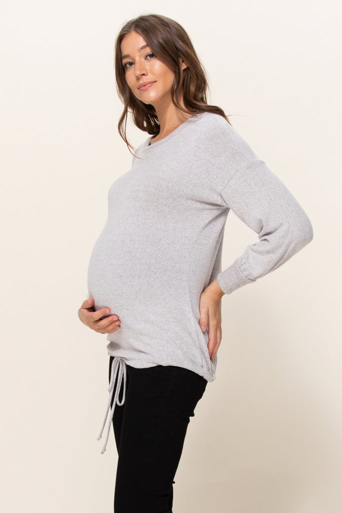 Heather Grey Rayon Rich Hacci Brushed Maternity Tunic