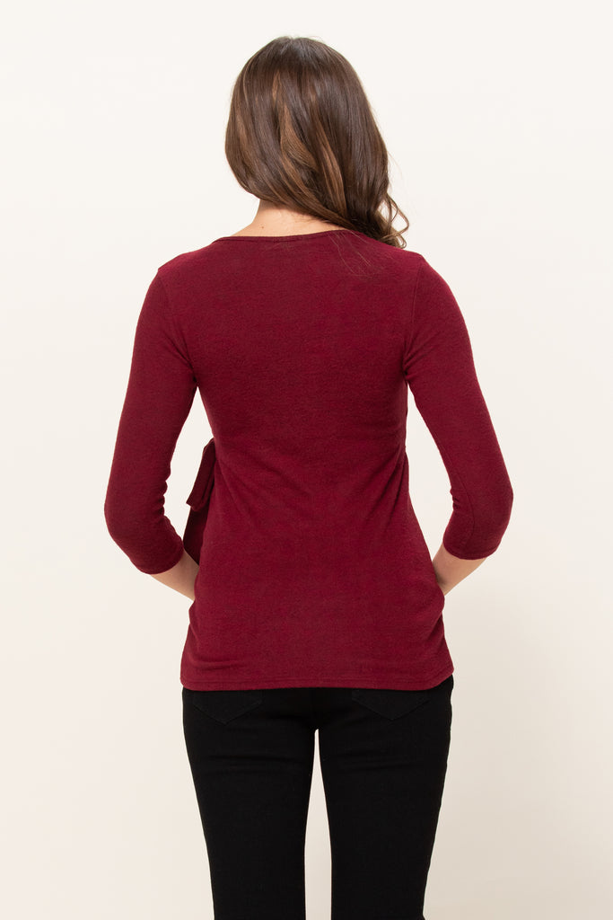 Burgundy Brushed Hacci Maternity/Nursing Top