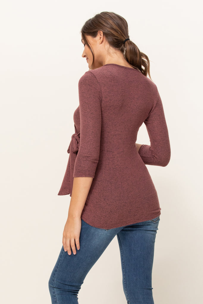 Mauve Brushed Hacci Maternity/Nursing Top