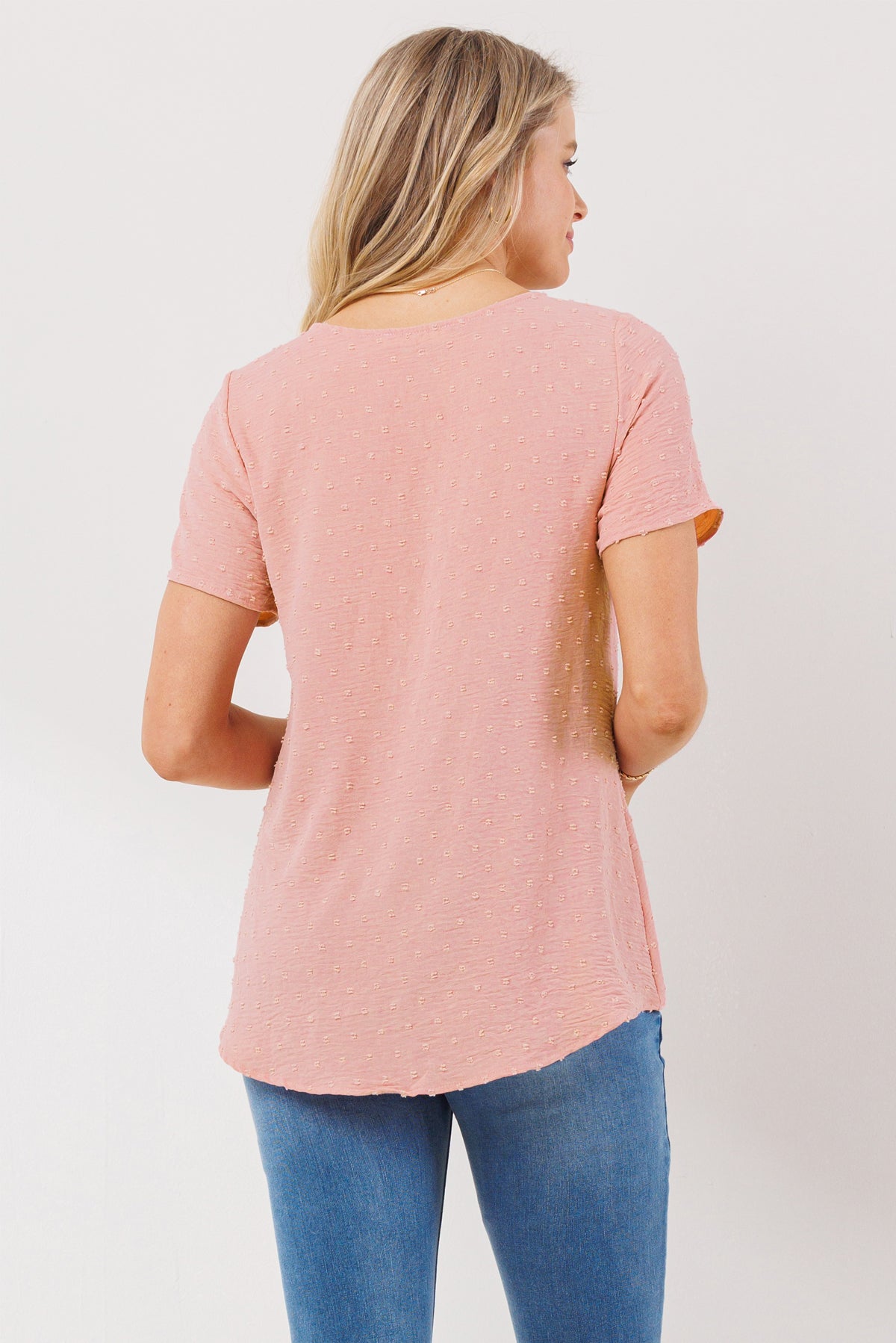 Pink Swiss Dot Button Down Maternity & Nursing Shirt