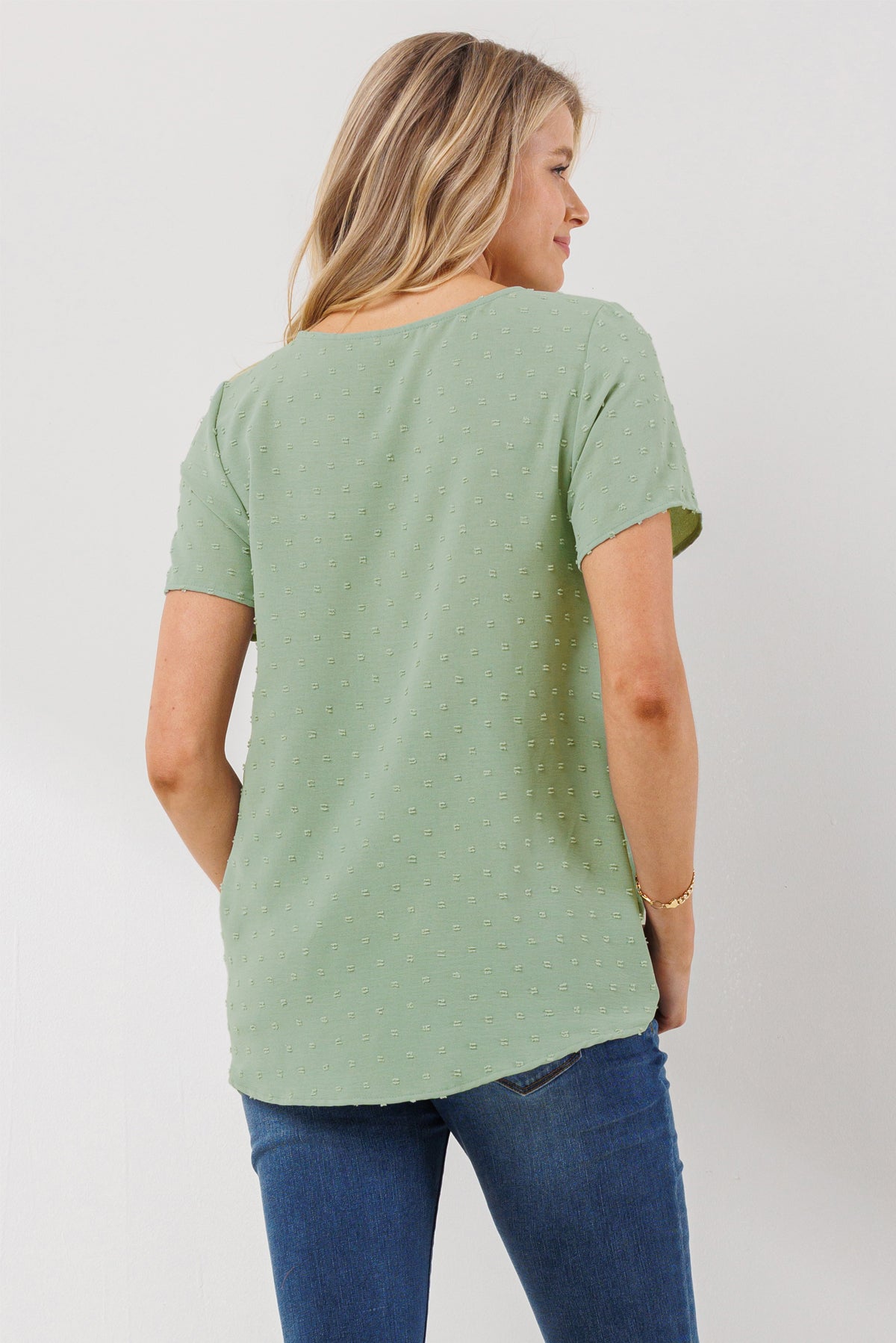 Sage Swiss Dot Button Down Maternity & Nursing Shirt