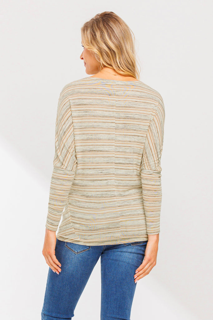 Mocha Boat Neck Dropped Shoulder Long Sleeve Maternity Top