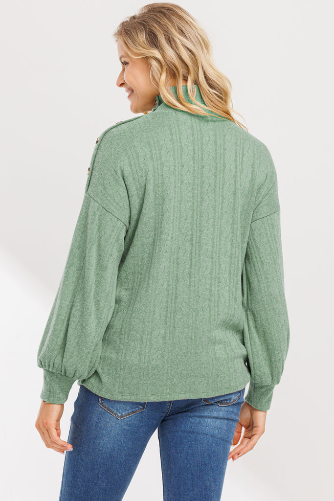 Green Turtle Neck Maternity Sweater Knit Top