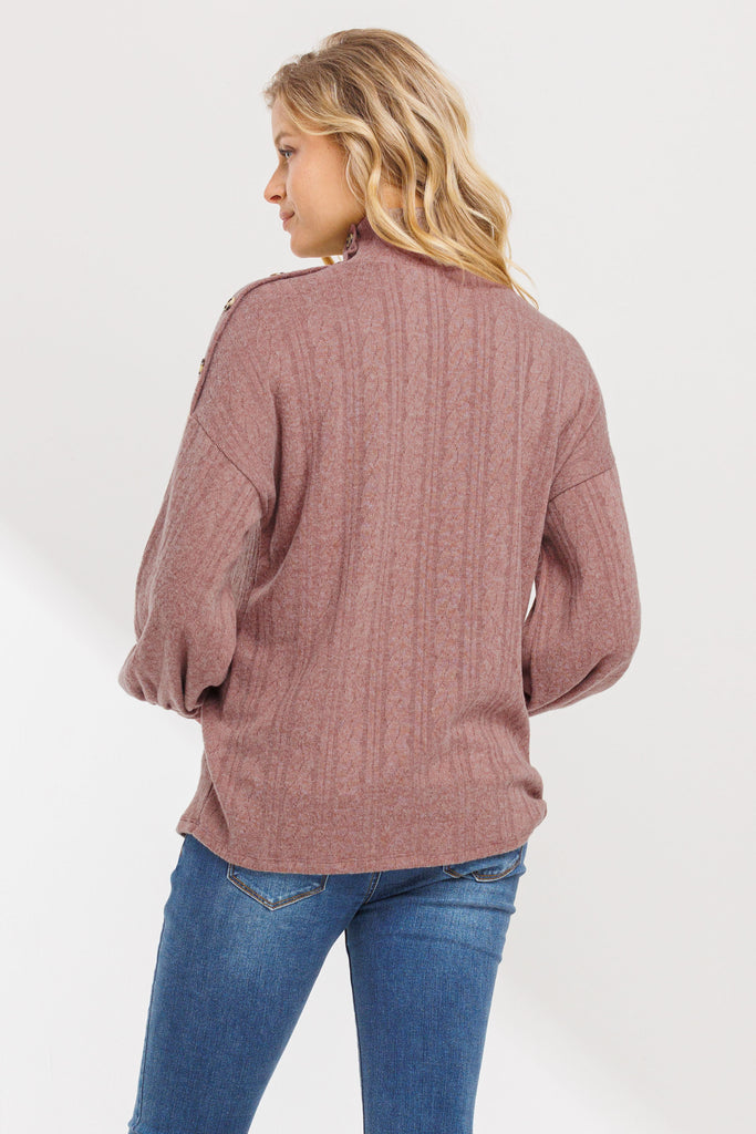 Mauve Turtle Neck  Maternity Sweater Knit Top