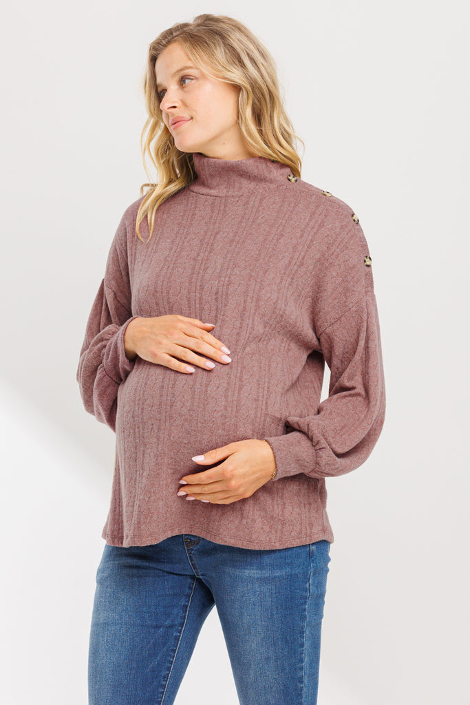 Mauve Turtle Neck  Maternity Sweater Knit Top