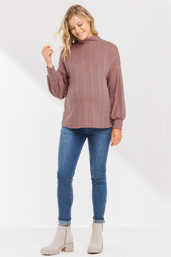 Mauve Turtle Neck  Maternity Sweater Knit Top