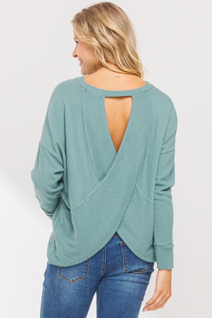 Teal Back Keyhole Maternity Sweatshirt