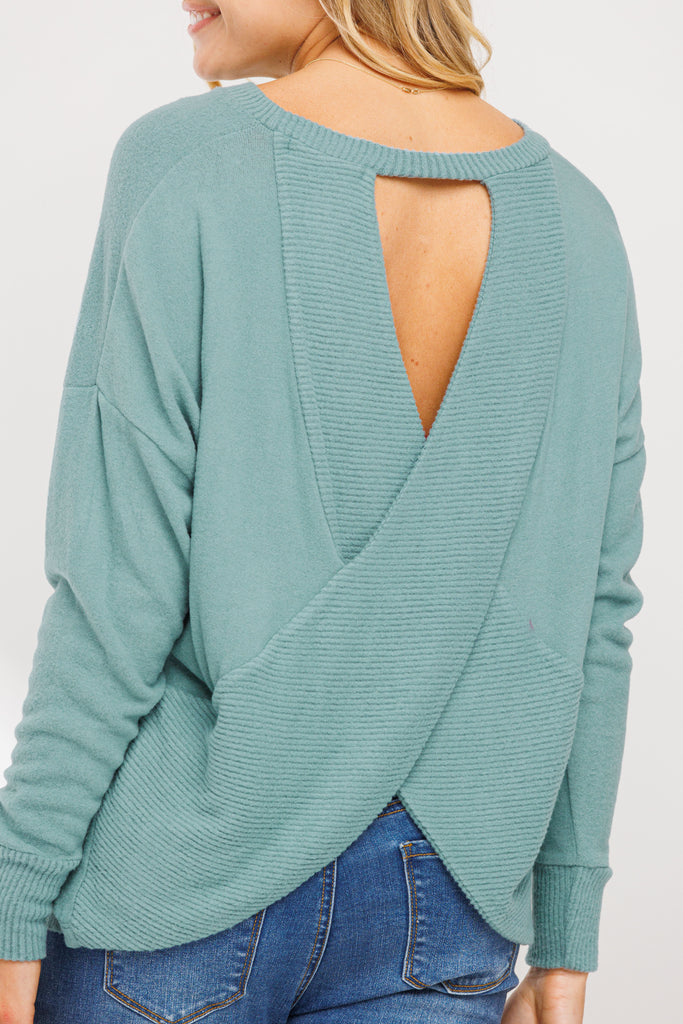 Teal Back Keyhole Maternity Sweatshirt