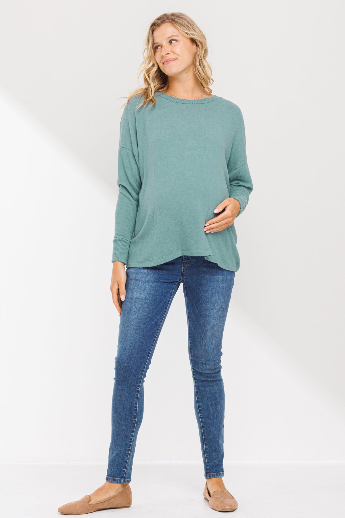 Teal Back Keyhole Maternity Sweatshirt
