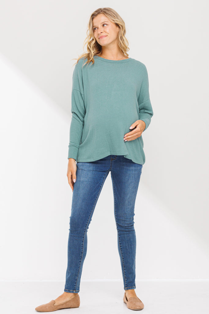 Teal Back Keyhole Maternity Sweatshirt