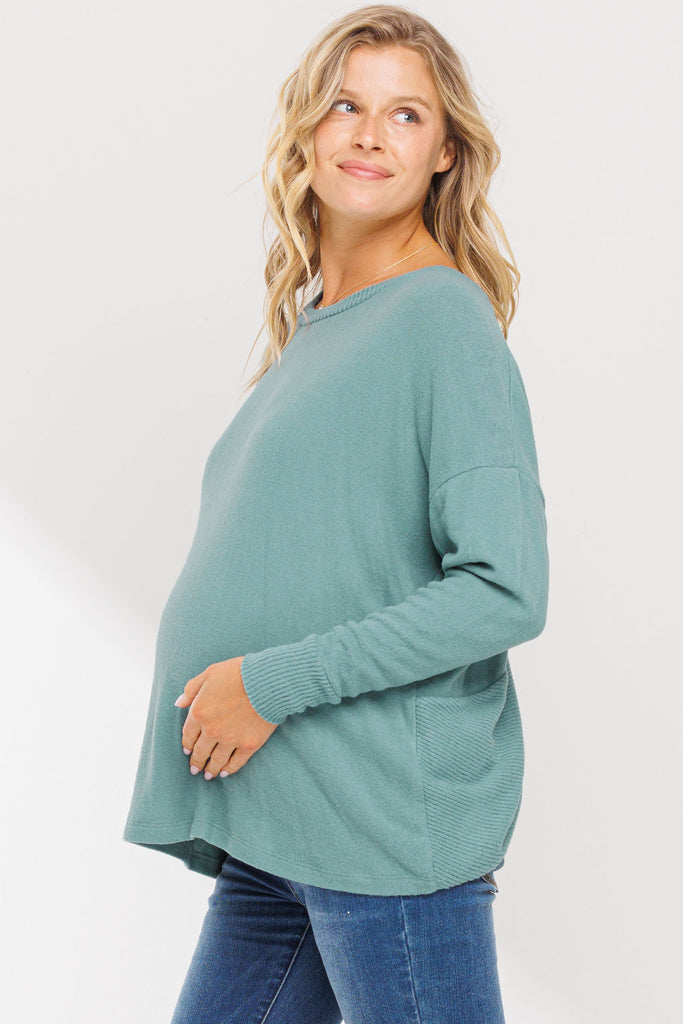 Teal Back Keyhole Maternity Sweatshirt