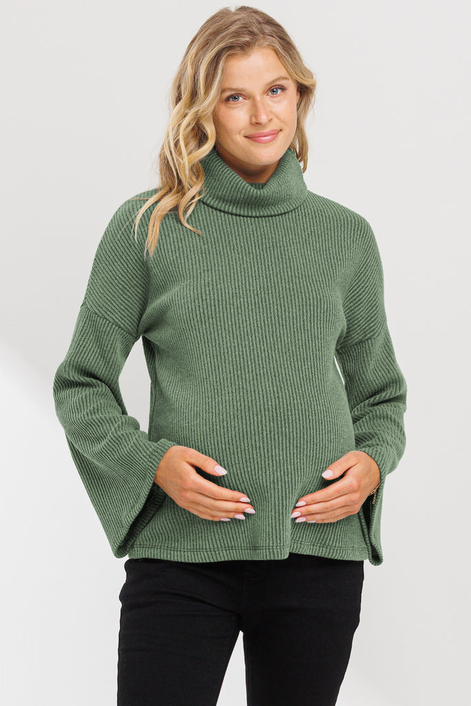 Olive Turtle Neck Knit Sweater Maternity Top