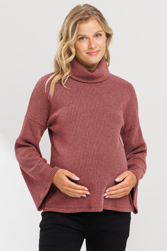 Red Turtle Neck Knit Sweater Maternity Top