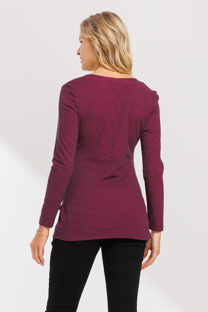 Plum Square Neck Ruched Side Maternity Top