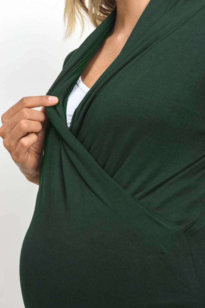 Green Surplice Long Sleeve Maternity & Nursing Top