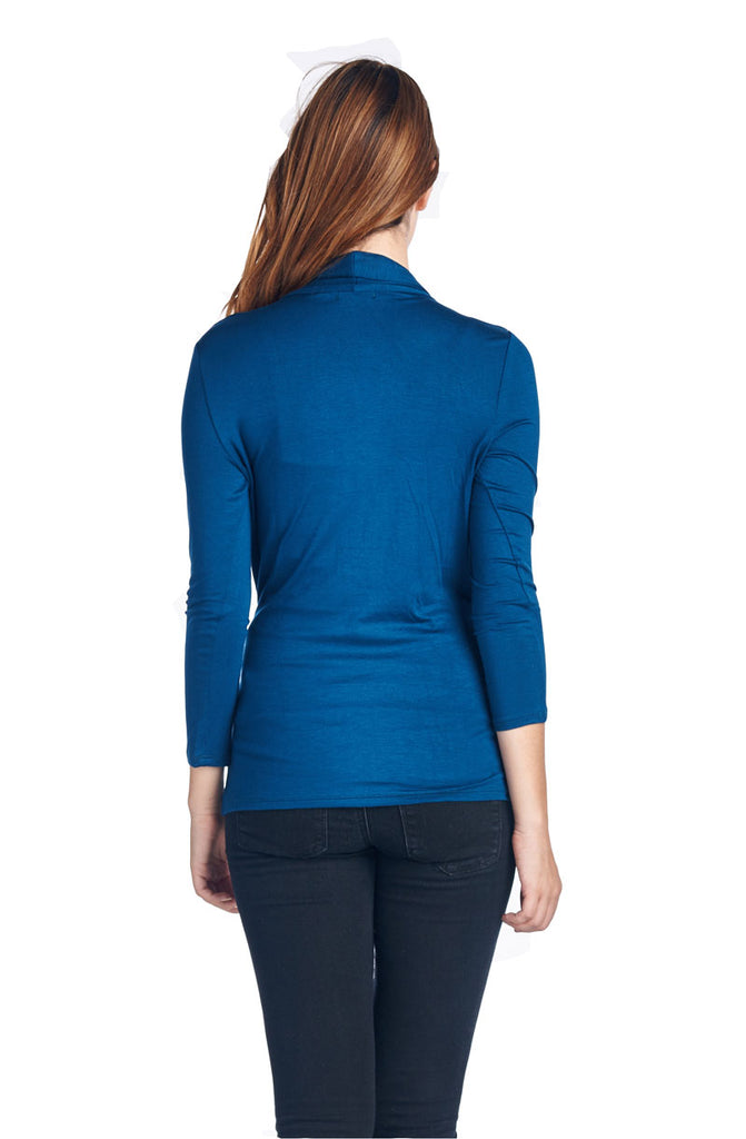 Teal Surplice Long Sleeve Maternity & Nursing Top