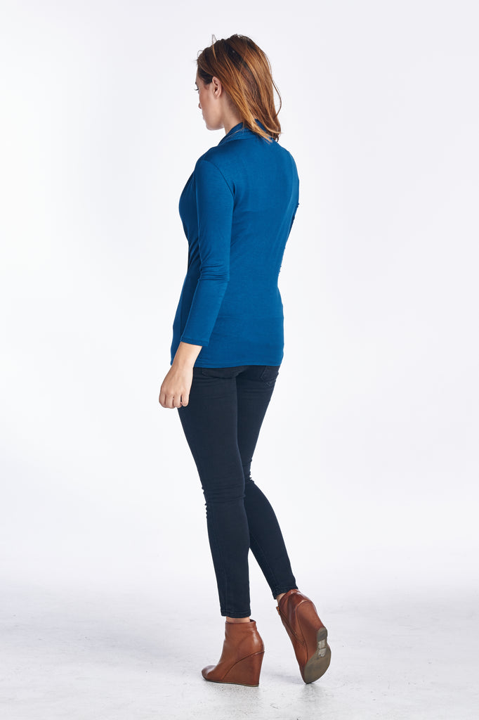 Teal Surplice Long Sleeve Maternity & Nursing Top