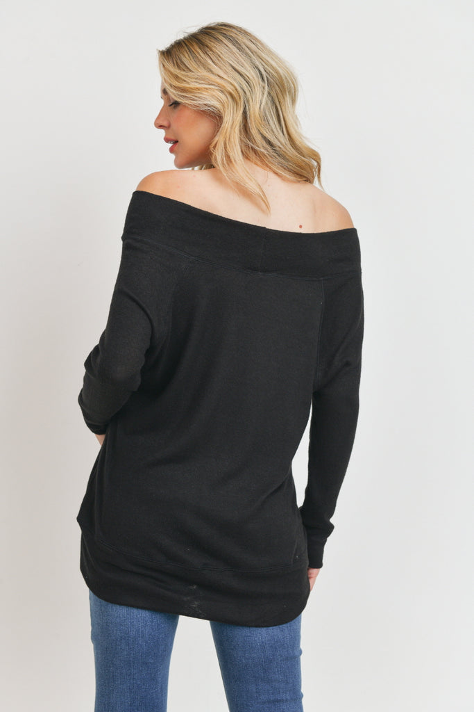 Black Rayon Rich Hacci Brushed Maternity Tunic