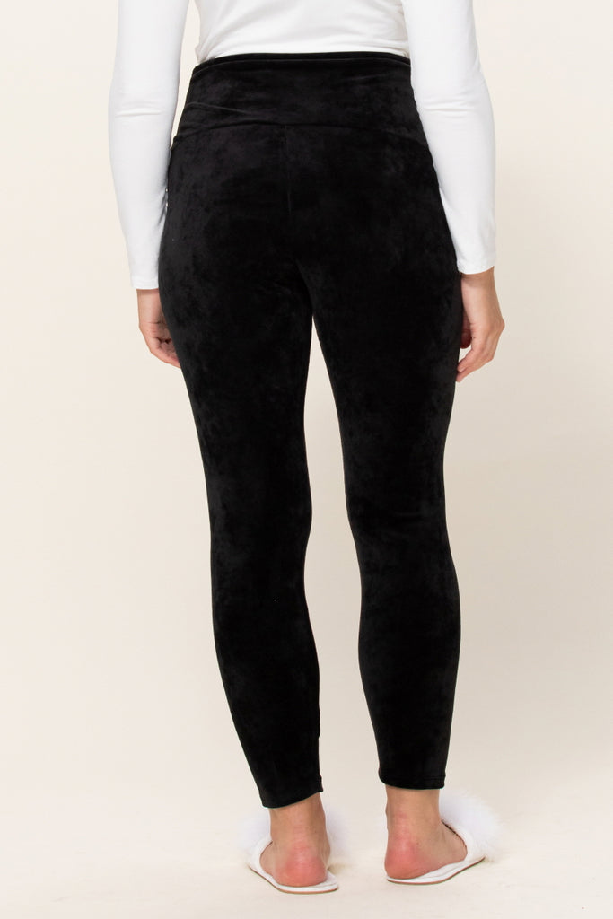 Black Super Soft Stretch Velour Maternity Leggings