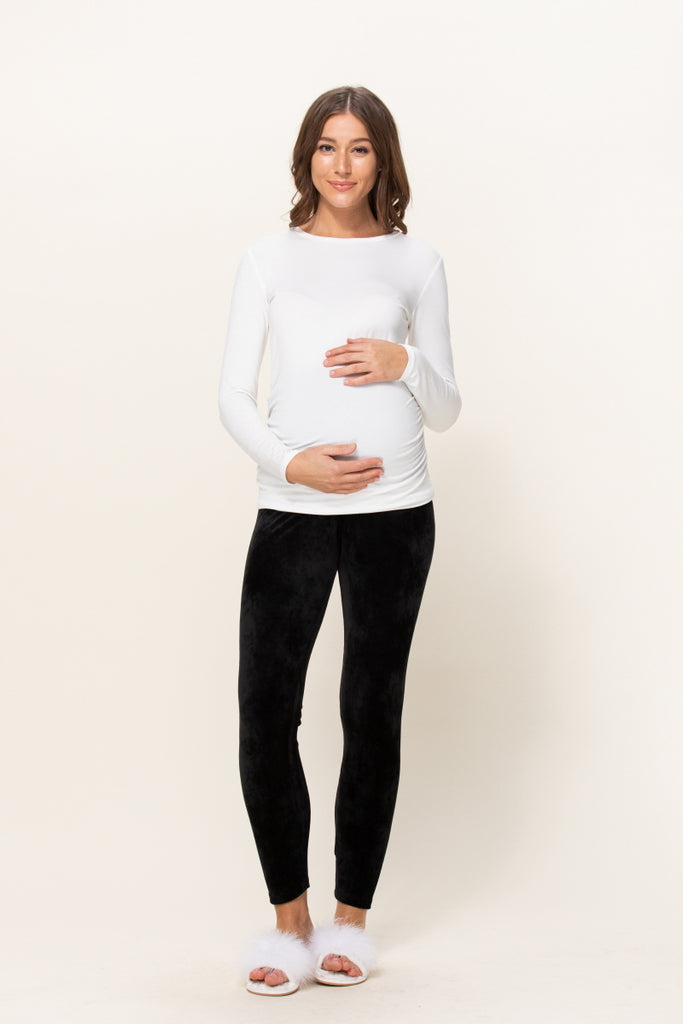 Black Super Soft Stretch Velour Maternity Leggings