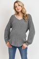 Black Mir Rib V-Neck Boyfriend Maternity Shirts