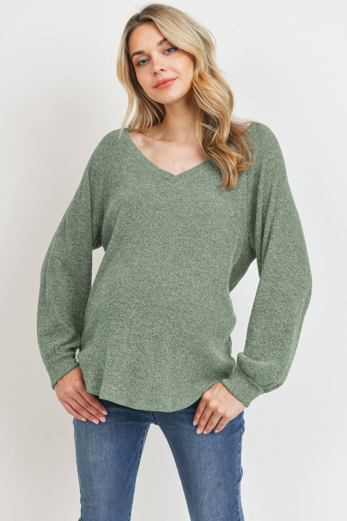 Sage Mir Rib V-Neck Boyfriend Maternity Shirts