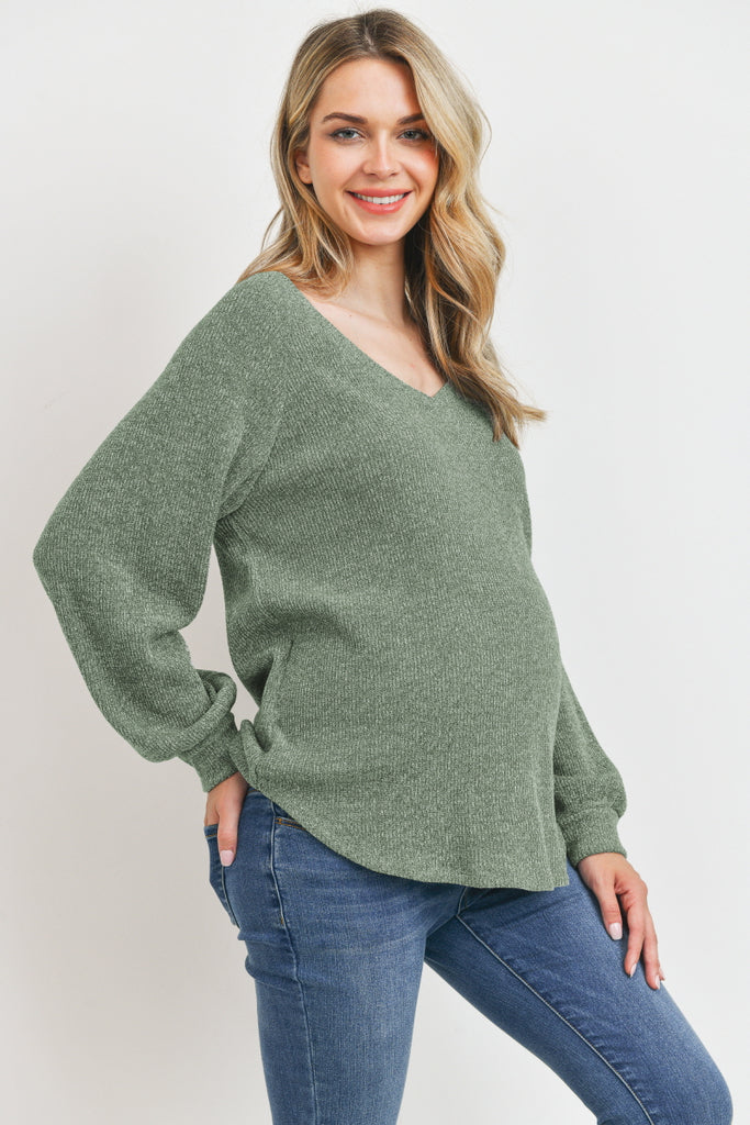 Sage Mir Rib V-Neck Boyfriend Maternity Shirts