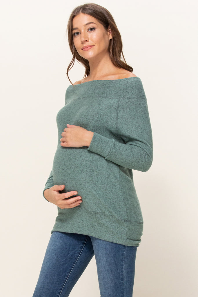 Dusty Green Rayon Rich Hacci Brushed Maternity Tunic